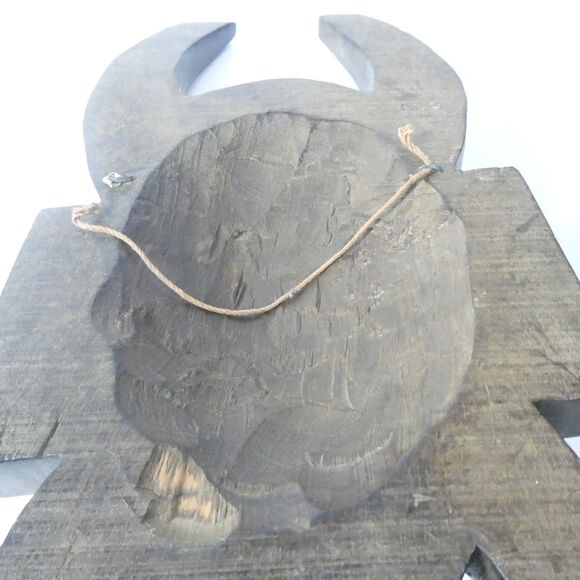 Horned Senufo Wooden Wall Mask Vintage Carved Ivory Coast Africa - Picture 9 of 11